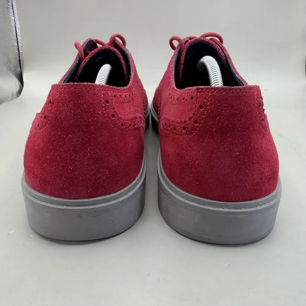 Cole Haan Bergen Wingtip Shoes Mens Size 12 Red Suede Casual Sneakers C11254